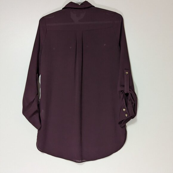 Primark Sheer Button Down Shirt with Pockets Burgundy Size 0 - Picture 6 of 6